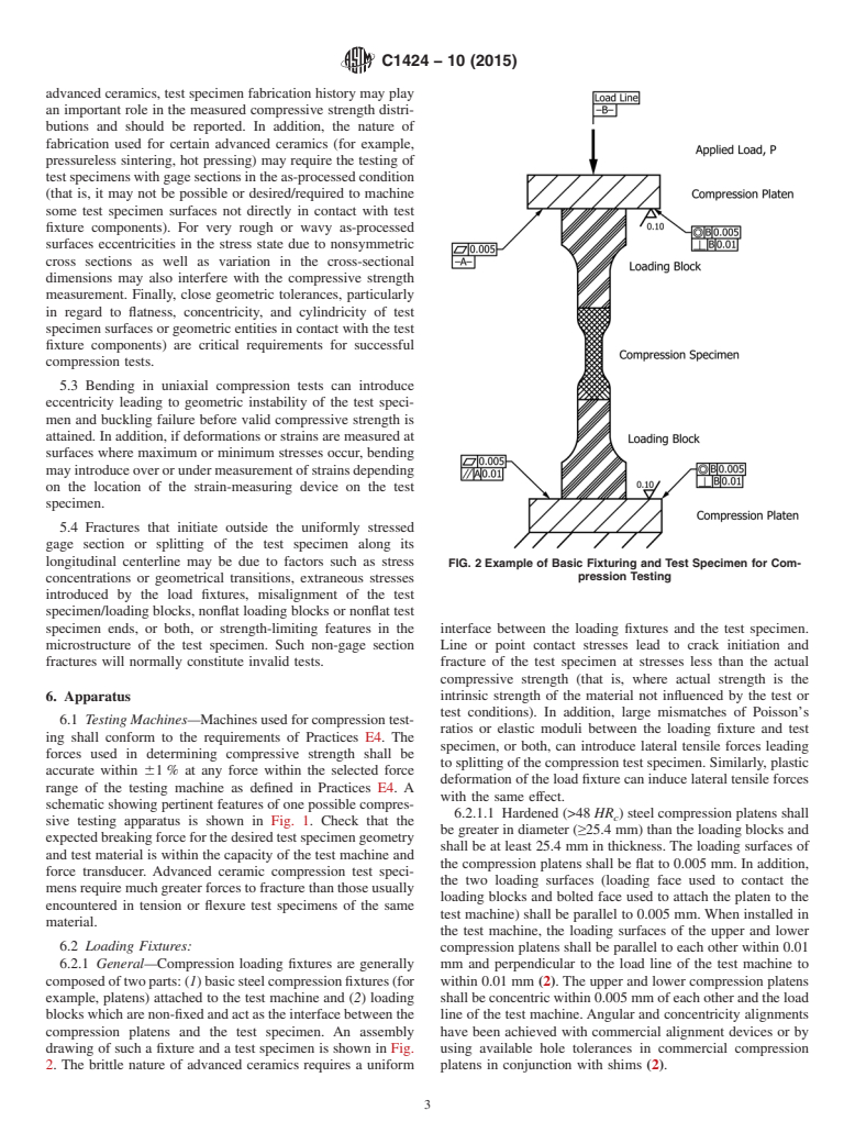 ASTM C1424-10(2015) - Standard Test Method for Monotonic Compressive Strength of Advanced Ceramics at Ambient   Temperature