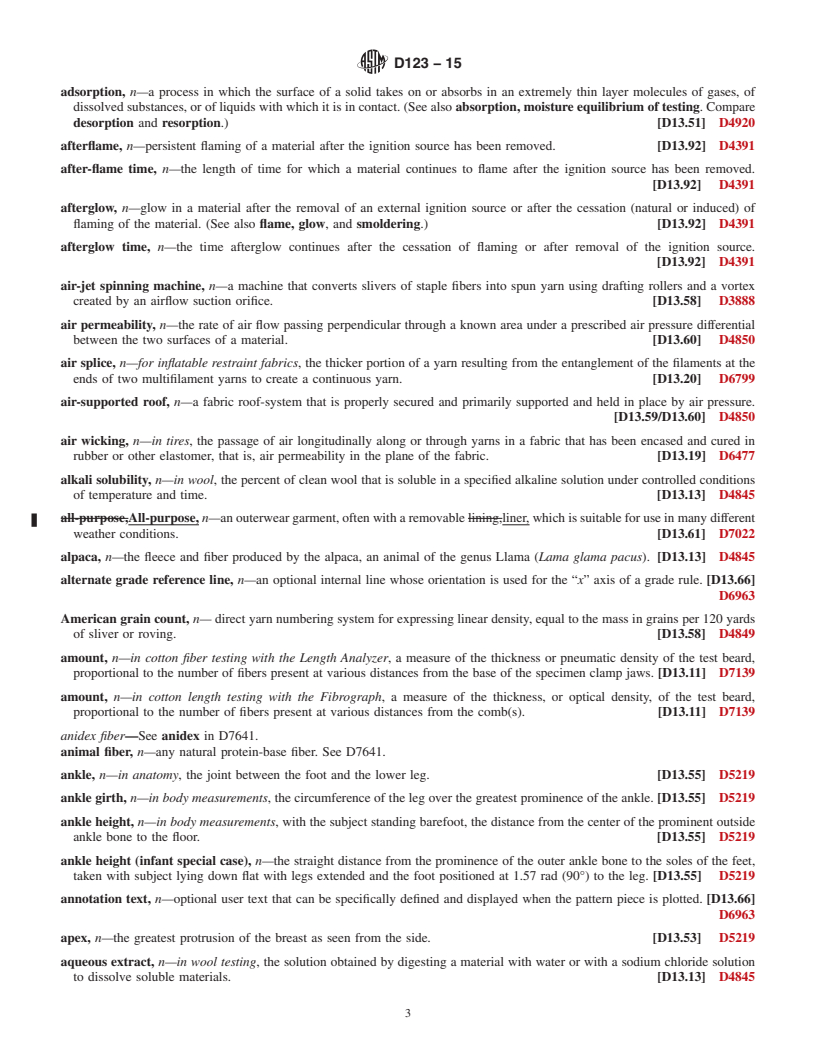 REDLINE ASTM D123-15 - Standard Terminology Relating to  Textiles