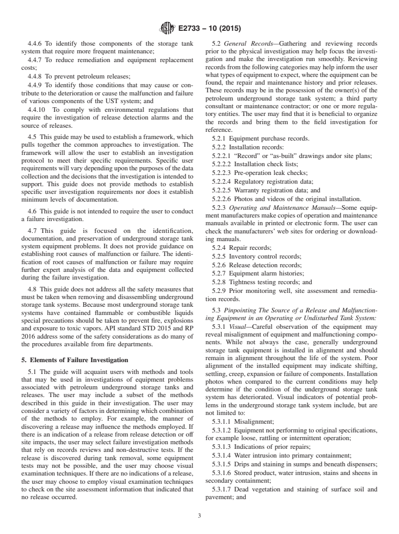 ASTM E2733-10(2015) - Standard Guide for  Investigation of Equipment Problems and Releases for Petroleum  Underground Storage Tank Systems