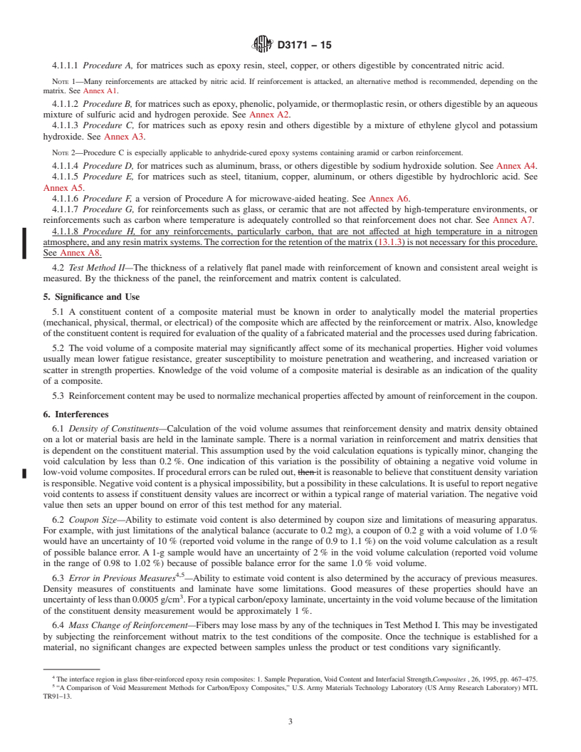 REDLINE ASTM D3171-15 - Standard Test Methods for  Constituent Content of Composite Materials