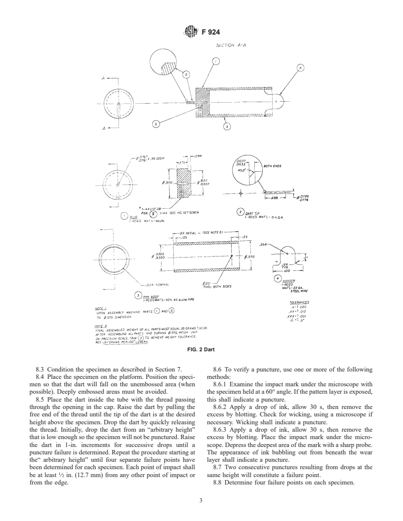 ASTM F924-90(1999) - Standard Test Method for Resistance to Puncture of Cushioned Resilient Floor Coverings