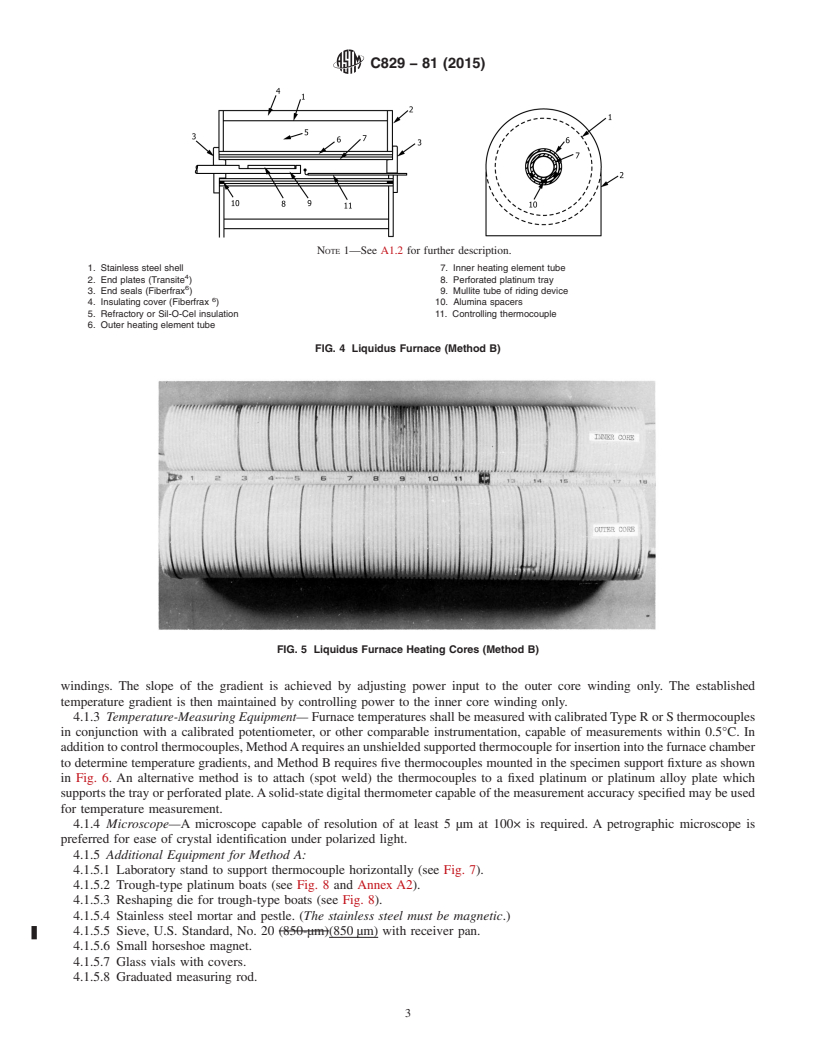 REDLINE ASTM C829-81(2015) - Standard Practices for  Measurement of Liquidus Temperature of Glass by the Gradient   Furnace Method