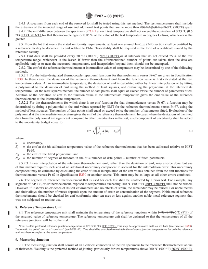 REDLINE ASTM E207-08(2015) - Standard Test Method for  Thermal EMF Test of Single Thermoelement Materials by Comparison   with a Reference Thermoelement of Similar EMF-Temperature Properties