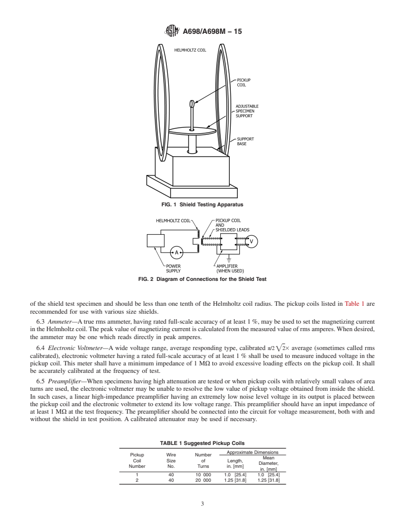 REDLINE ASTM A698/A698M-15 - Standard Test Method for  Magnetic Shield Efficiency in Attenuating Alternating Magnetic   Fields