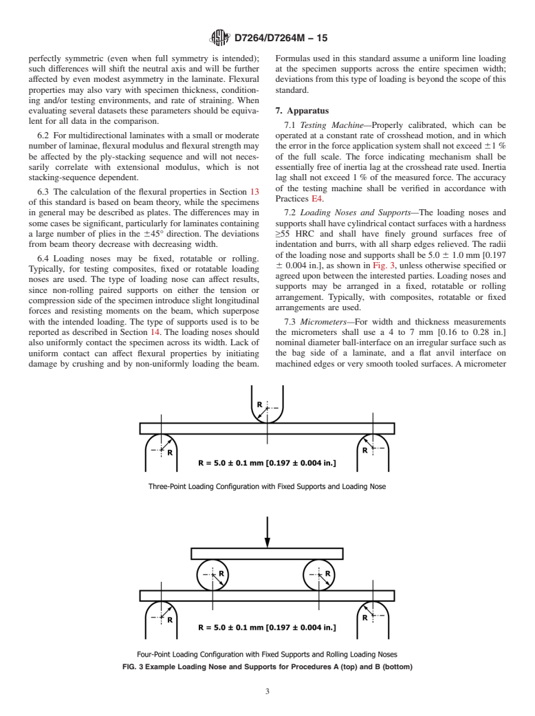 ASTM D7264/D7264M-15 - Standard Test Method for  Flexural Properties of Polymer Matrix Composite Materials