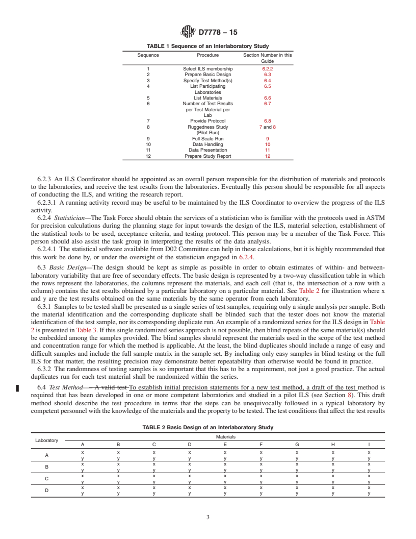 REDLINE ASTM D7778-15 - Standard Guide for Conducting an Interlaboratory Study to Determine the Precision  of a Test Method