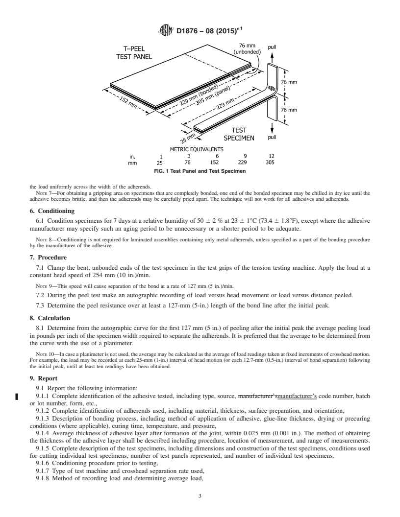 REDLINE ASTM D1876-08(2015)e1 - Standard Test Method for Peel Resistance of Adhesives (T-Peel Test)