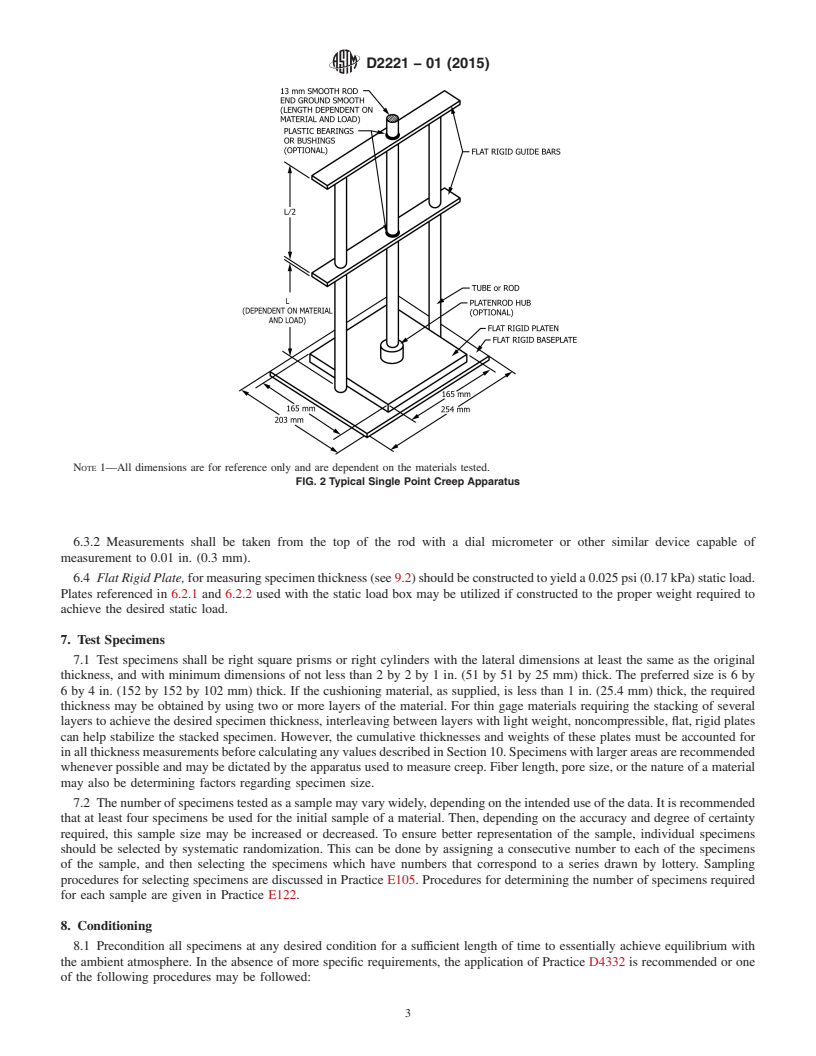 REDLINE ASTM D2221-01(2015) - Standard Test Method for Creep Properties of Package Cushioning Materials