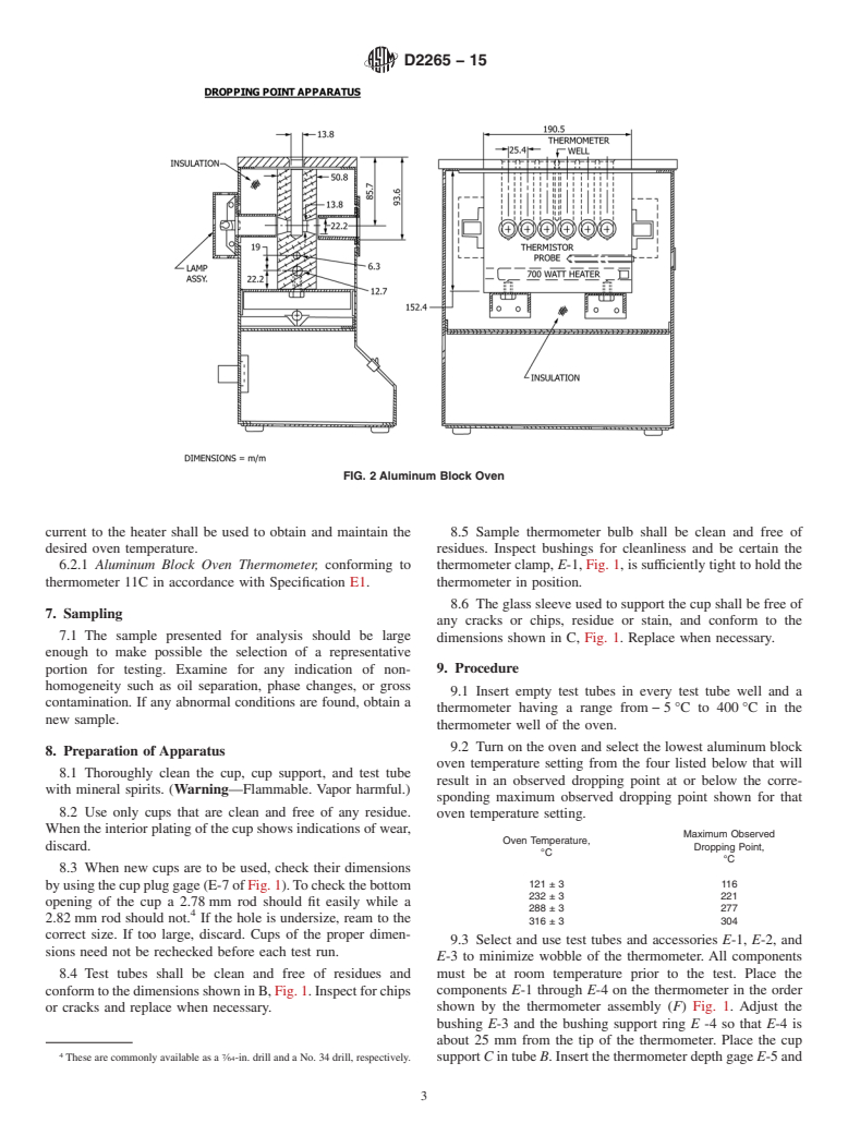 ASTM D2265-15 - Standard Test Method for  Dropping Point of Lubricating Grease Over Wide Temperature   Range