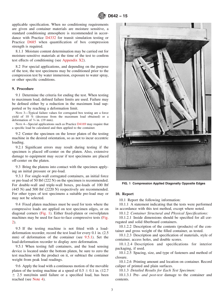 ASTM D642-15 - Standard Test Method for  Determining Compressive Resistance of Shipping Containers,   Components, and Unit Loads