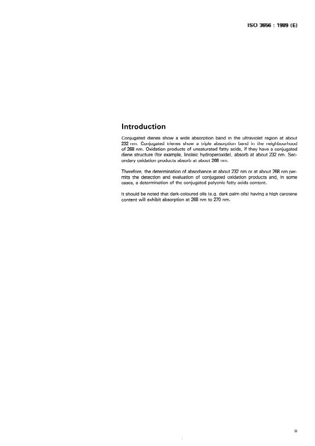 ISO 3656:1989 - Animal and vegetable fats and oils -- Determination of ultraviolet absorbance