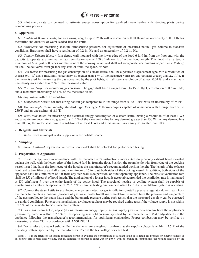 REDLINE ASTM F1785-97(2015) - Standard Test Method for Performance of Steam Kettles