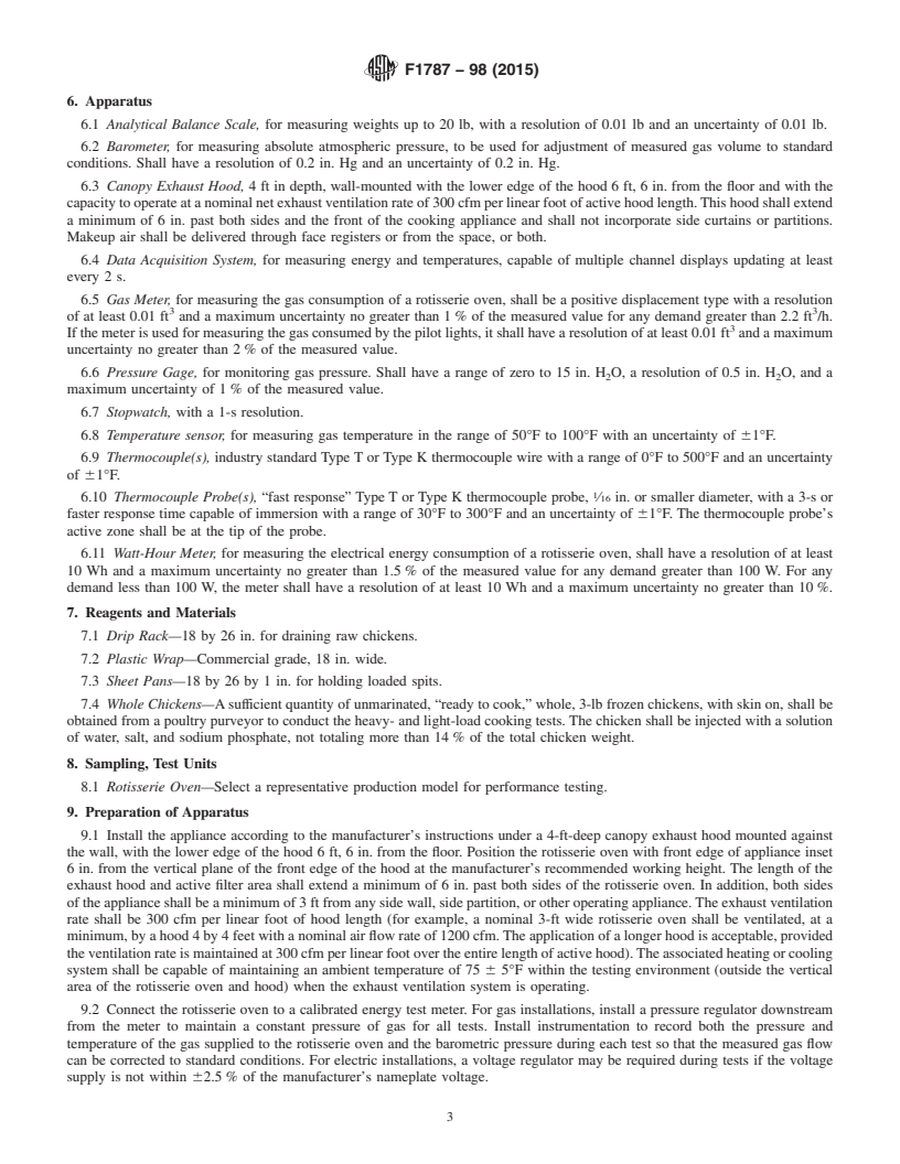 REDLINE ASTM F1787-98(2015) - Standard Test Method for  Performance of Rotisserie Ovens