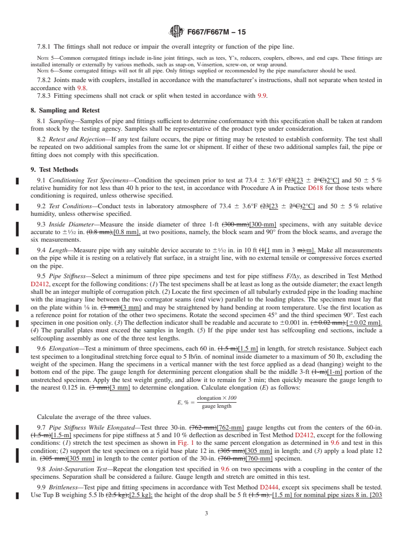 REDLINE ASTM F667/F667M-15 - Standard Specification for  3 through 24 in. Corrugated Polyethylene Pipe and Fittings