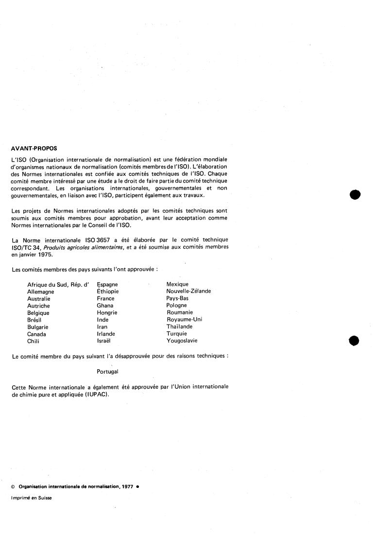 ISO 3657:1977 ISO 3657:1977 - Animal and vegetable oils and fats — Determination of saponification value
Released:12/1/1977 - Page 2 preview