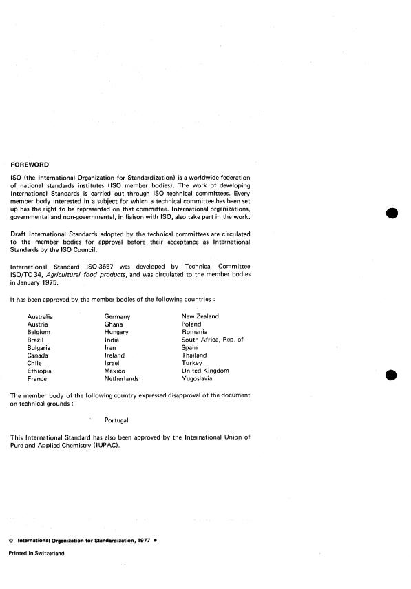 ISO 3657:1977 ISO 3657:1977 - Animal and vegetable oils and fats -- Determination of saponification value - Page 2 preview