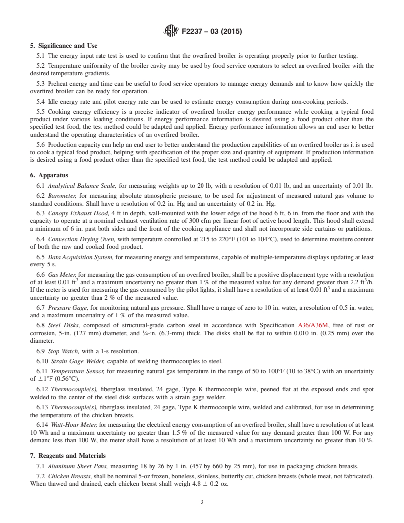 REDLINE ASTM F2237-03(2015) - Standard Test Method for Performance of Upright Overfired Broilers