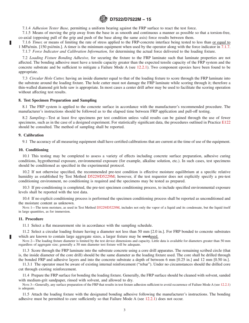 REDLINE ASTM D7522/D7522M-15 - Standard Test Method for  Pull-Off Strength for FRP Laminate Systems Bonded to Concrete  Substrate