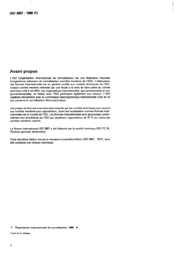 ISO 3657:1988 ISO 3657:1988 - Corps gras d'origines animale et végétale -- Détermination de l'indice de saponification - Page 2 preview