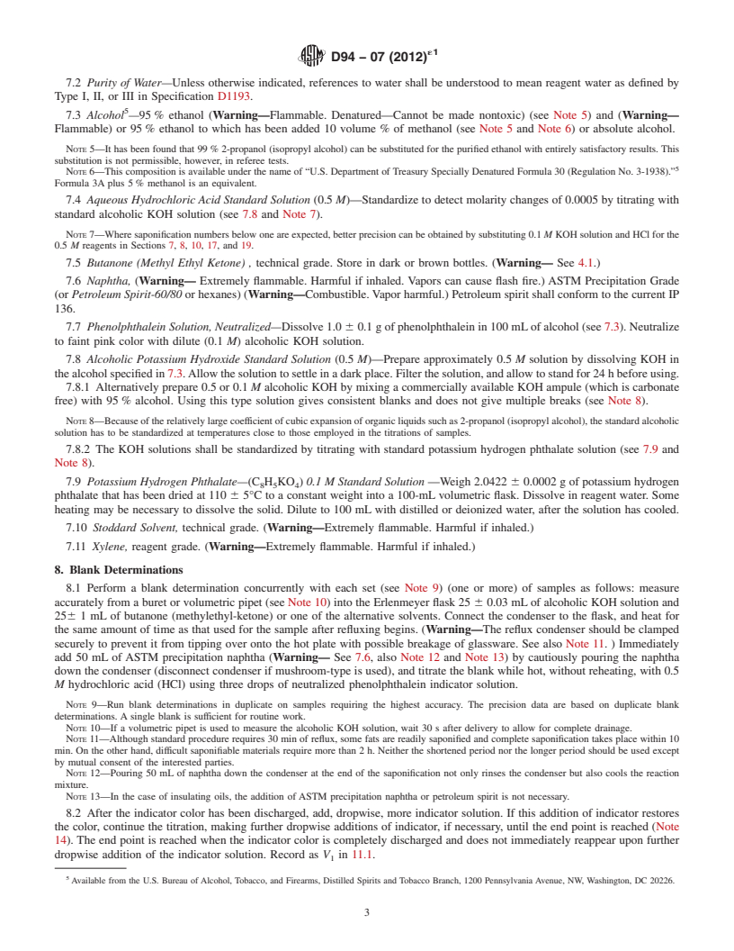 REDLINE ASTM D94-07(2012)e1 - Standard Test Methods for  Saponification Number of Petroleum Products