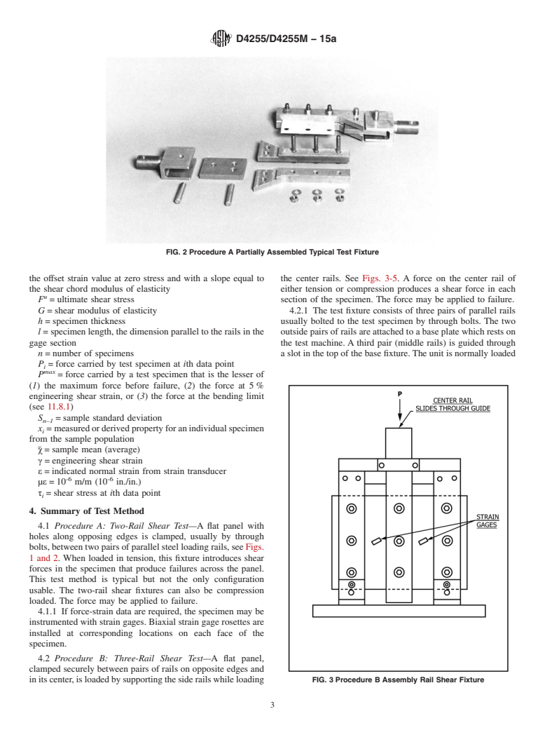 ASTM D4255/D4255M-15a - Standard Test Method for  In-Plane Shear Properties of Polymer Matrix Composite Materials  by the Rail Shear Method