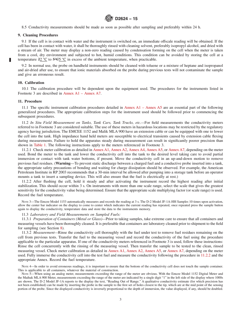 REDLINE ASTM D2624-15 - Standard Test Methods for  Electrical Conductivity of Aviation and Distillate Fuels