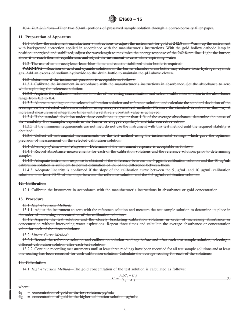 REDLINE ASTM E1600-15 - Standard Test Methods for  Determination of Gold in Cyanide Solutions