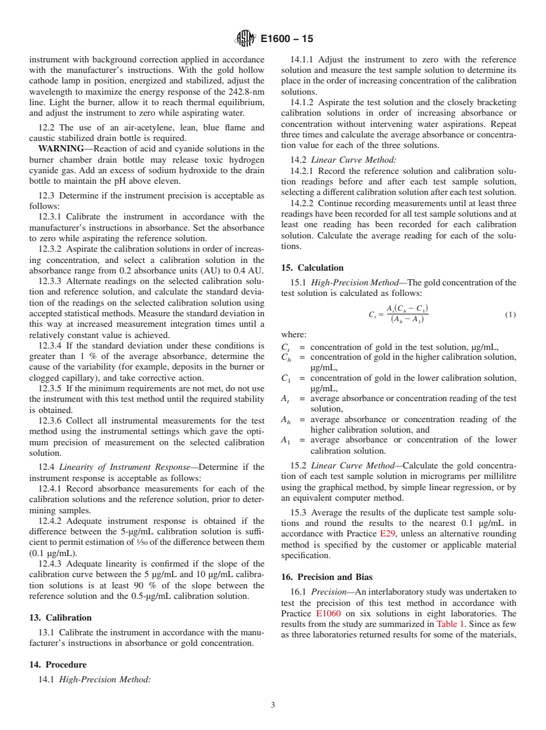 ASTM E1600-15 - Standard Test Methods for  Determination of Gold in Cyanide Solutions