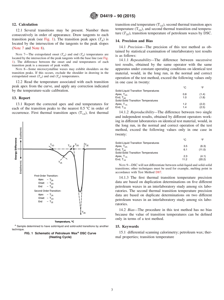 ASTM D4419-90(2015) - Standard Test Method for  Measurement of Transition Temperatures of Petroleum Waxes by  Differential Scanning Calorimetry (DSC)