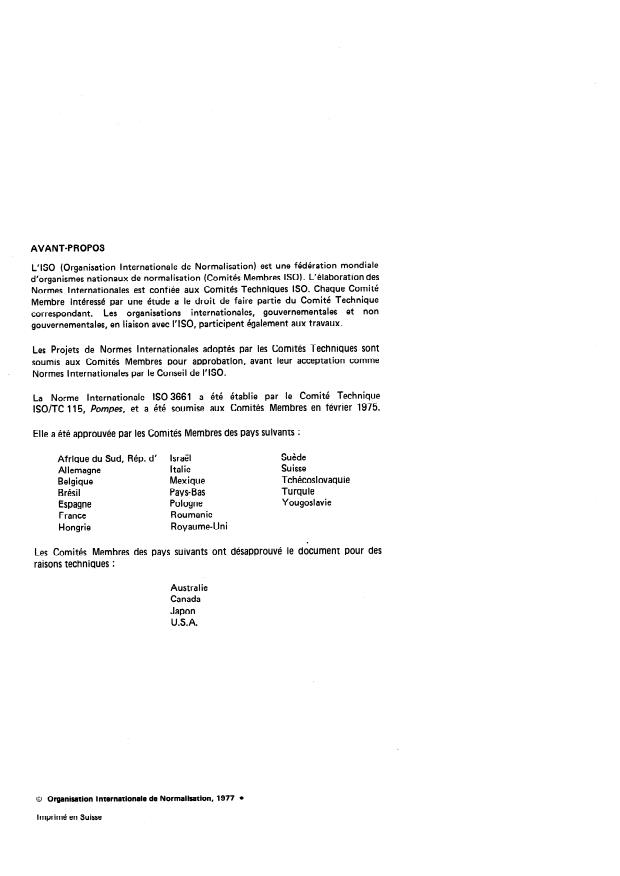 ISO 3661:1977 ISO 3661:1977 - Pompes centrifuges a aspiration en bout -- Dimensions relatives aux socles et a l'installation - Page 2 preview