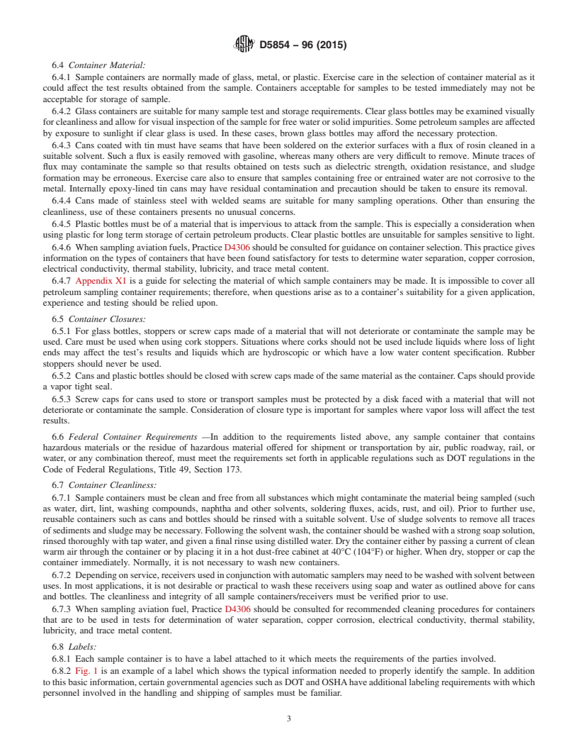 REDLINE ASTM D5854-96(2015) - Standard Practice for Mixing and Handling of Liquid Samples of Petroleum and Petroleum   Products