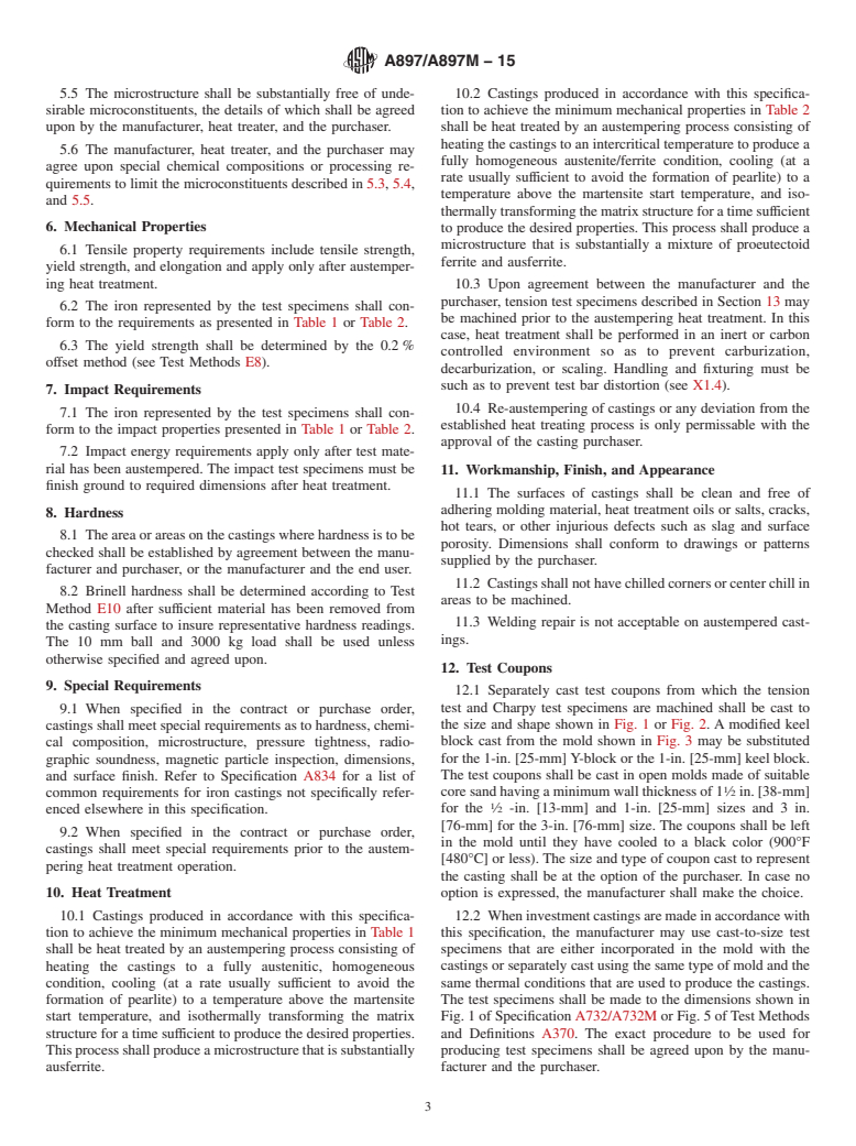 ASTM A897/A897M-15 - Standard Specification for  Austempered Ductile Iron Castings