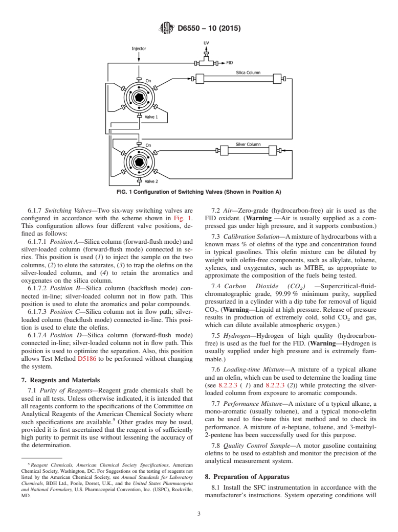 ASTM D6550-10(2015) - Standard Test Method for Determination of Olefin Content of Gasolines by Supercritical-Fluid   Chromatography