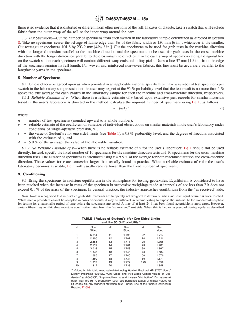 REDLINE ASTM D4632/D4632M-15a - Standard Test Method for Grab Breaking Load and Elongation of Geotextiles