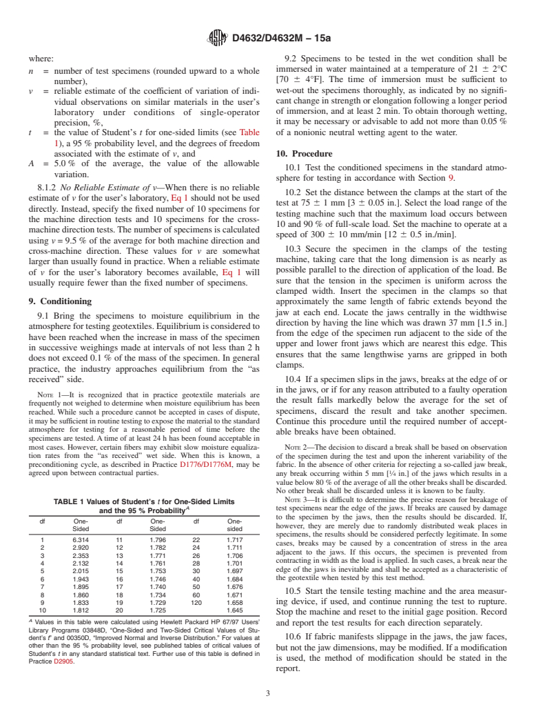 ASTM D4632/D4632M-15a - Standard Test Method for Grab Breaking Load and Elongation of Geotextiles