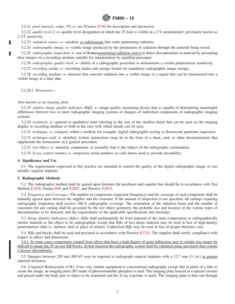 REDLINE ASTM F2895-15 - Standard Practice for  Digital Radiography of Cast Metallic Implants