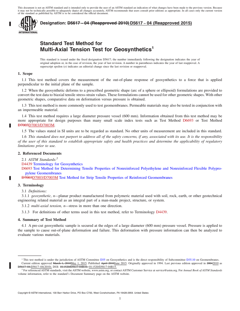 REDLINE ASTM D5617-04(2015) - Standard Test Method for Multi-Axial Tension Test for Geosynthetics