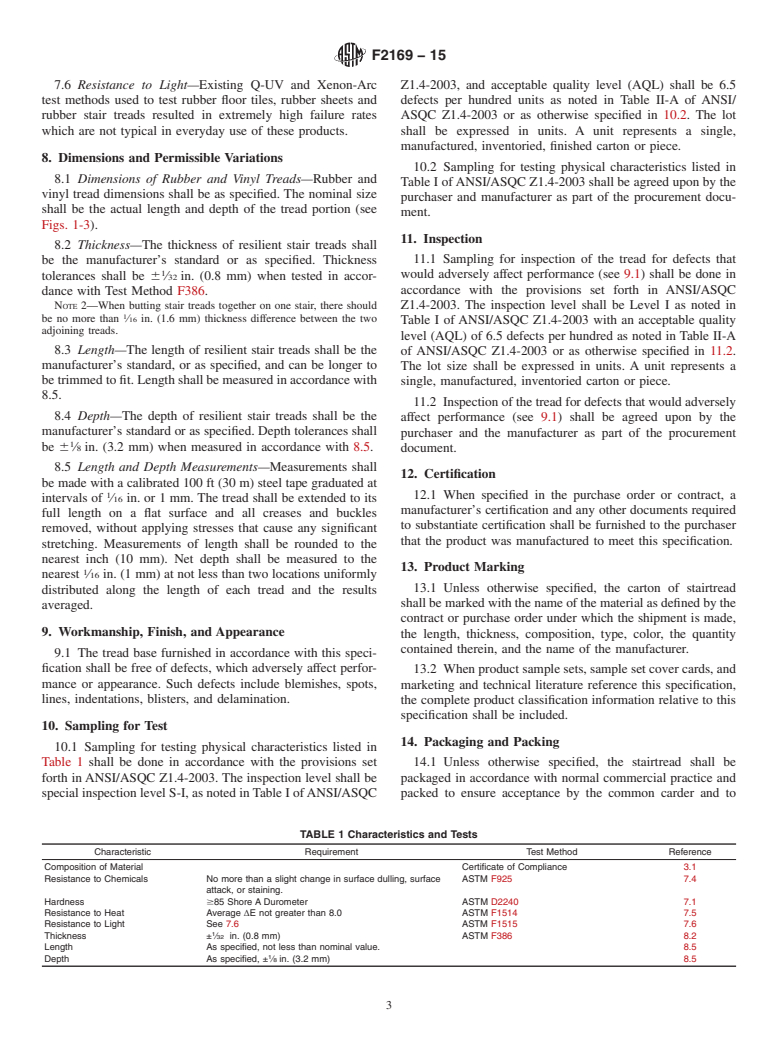 ASTM F2169-15 - Standard Specification for  Resilient Stair Treads