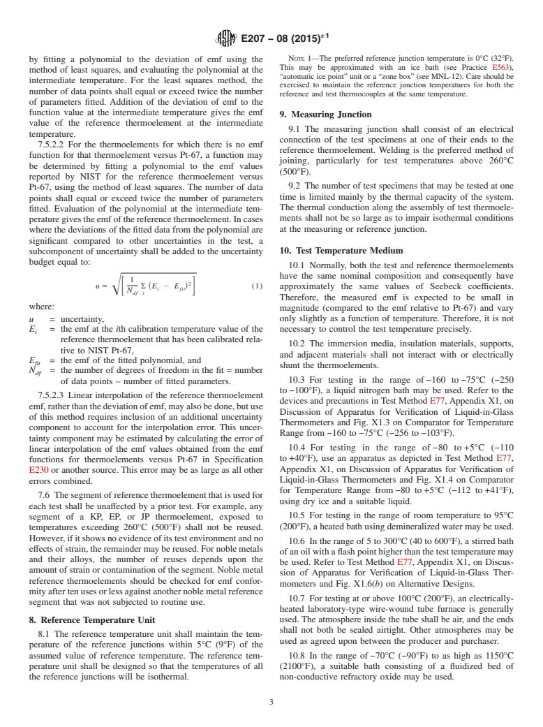 ASTM E207-08(2015)e1 - Standard Test Method for  Thermal EMF Test of Single Thermoelement Materials by Comparison   with a Reference Thermoelement of Similar EMF-Temperature Properties