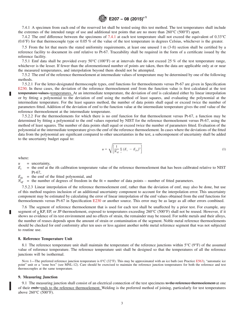 REDLINE ASTM E207-08(2015)e1 - Standard Test Method for  Thermal EMF Test of Single Thermoelement Materials by Comparison   with a Reference Thermoelement of Similar EMF-Temperature Properties