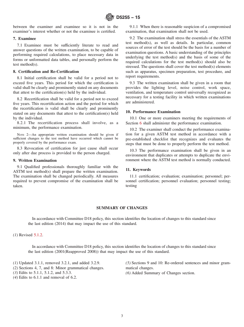 ASTM D5255-15 - Standard Practice for Certification of Personnel Engaged in the Testing of Soil and  Rock