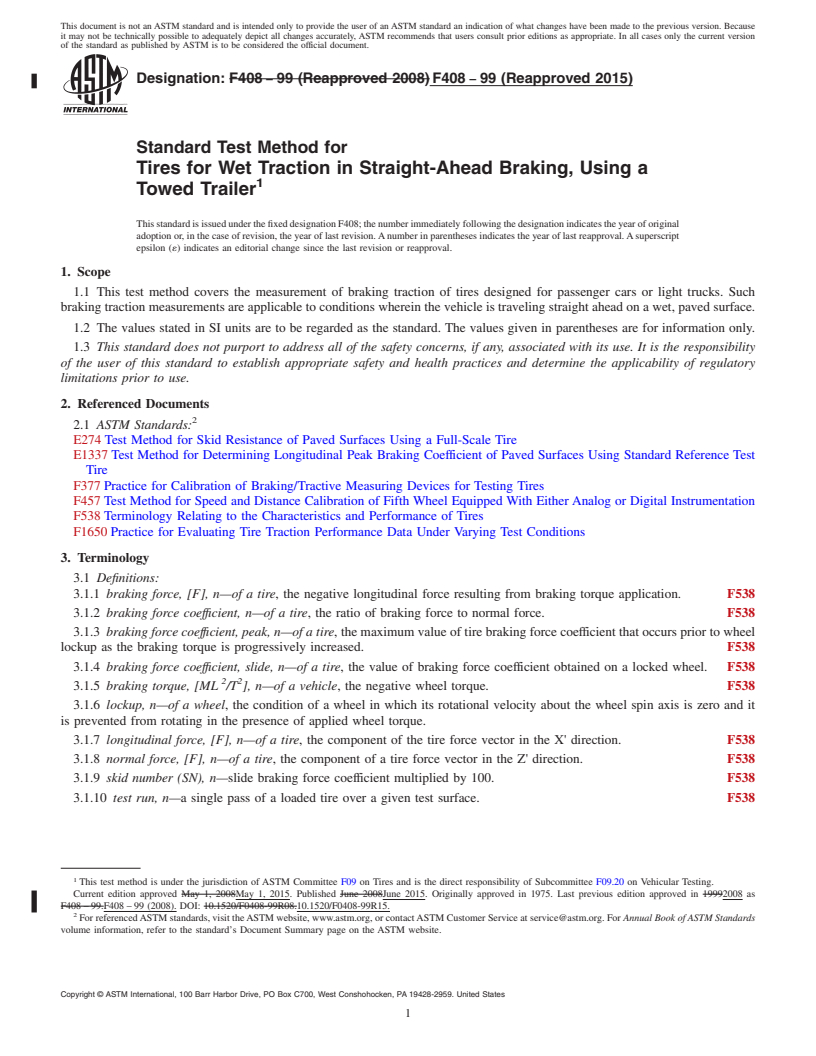 Astm F408-99(2015) - Standard Test Method For Tires For Wet Traction In 