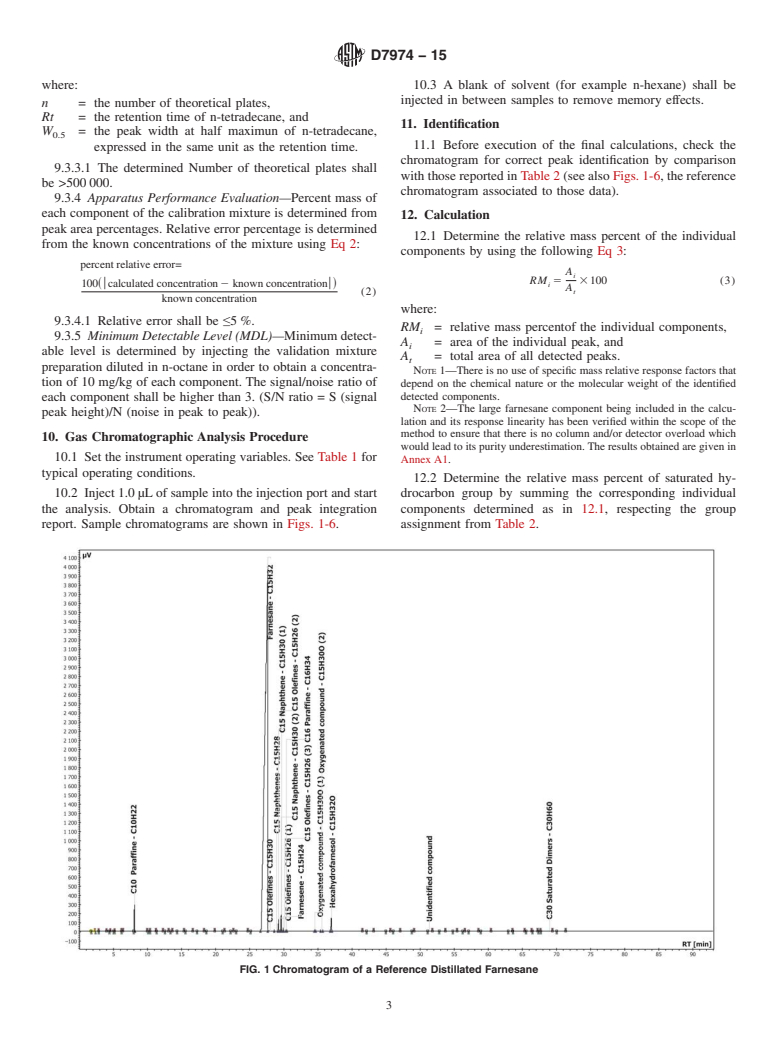 ASTM D7974-15 - Standard Test Method for Determination of Farnesane, Saturated Hydrocarbons, and Hexahydrofarnesol  Content of Synthesized Iso-Paraffins (SIP) Fuel for Blending with  Jet Fuel by Gas Chromatography