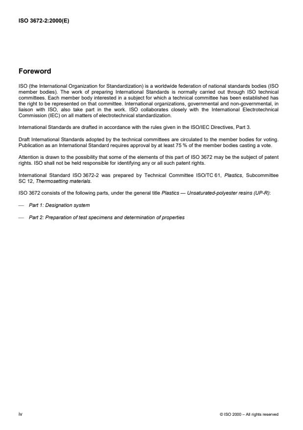 ISO 3672-2:2000 ISO 3672-2:2000 - Plastics -- Unsaturated-polyester resins (UP-R) - Page 4 preview