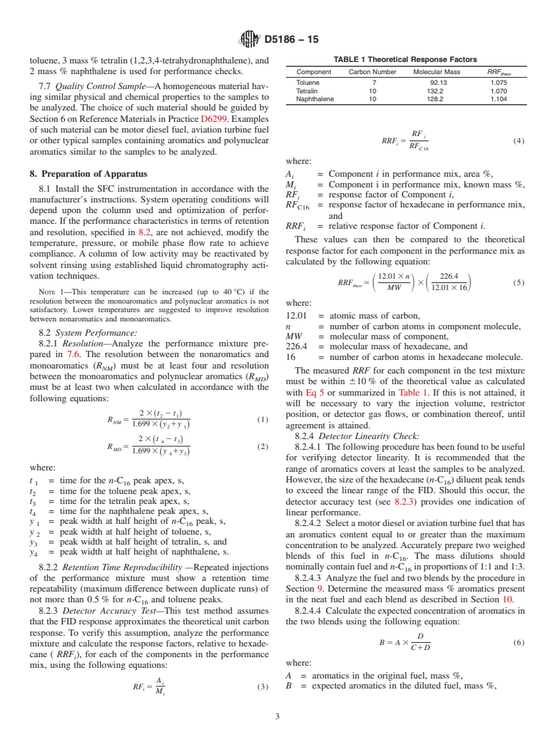 ASTM D5186-15 - Standard Test Method for  Determination of the Aromatic Content and Polynuclear Aromatic  Content of Diesel Fuels and Aviation Turbine Fuels By Supercritical  Fluid Chromatography