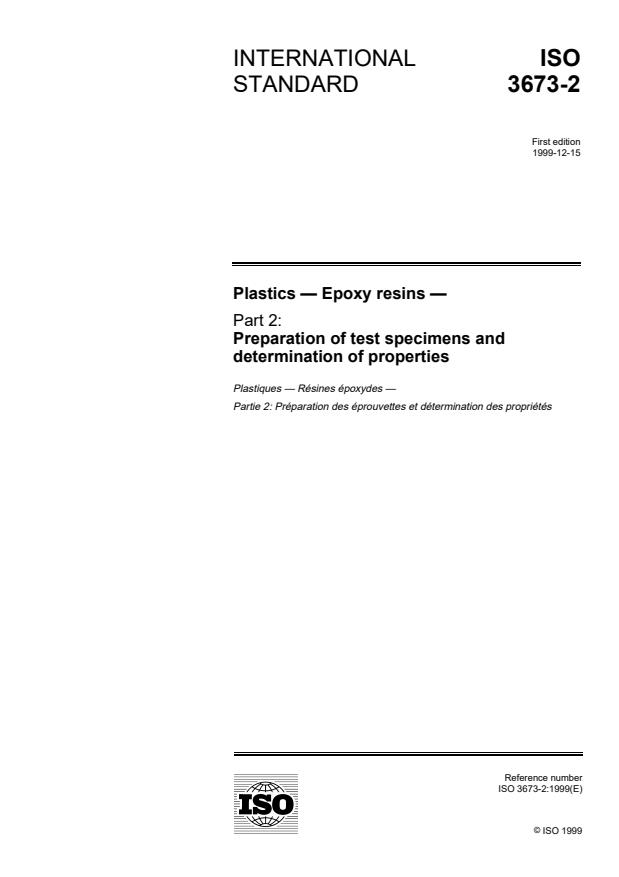 ISO 3673-2:1999 - Plastics -- Epoxy resins