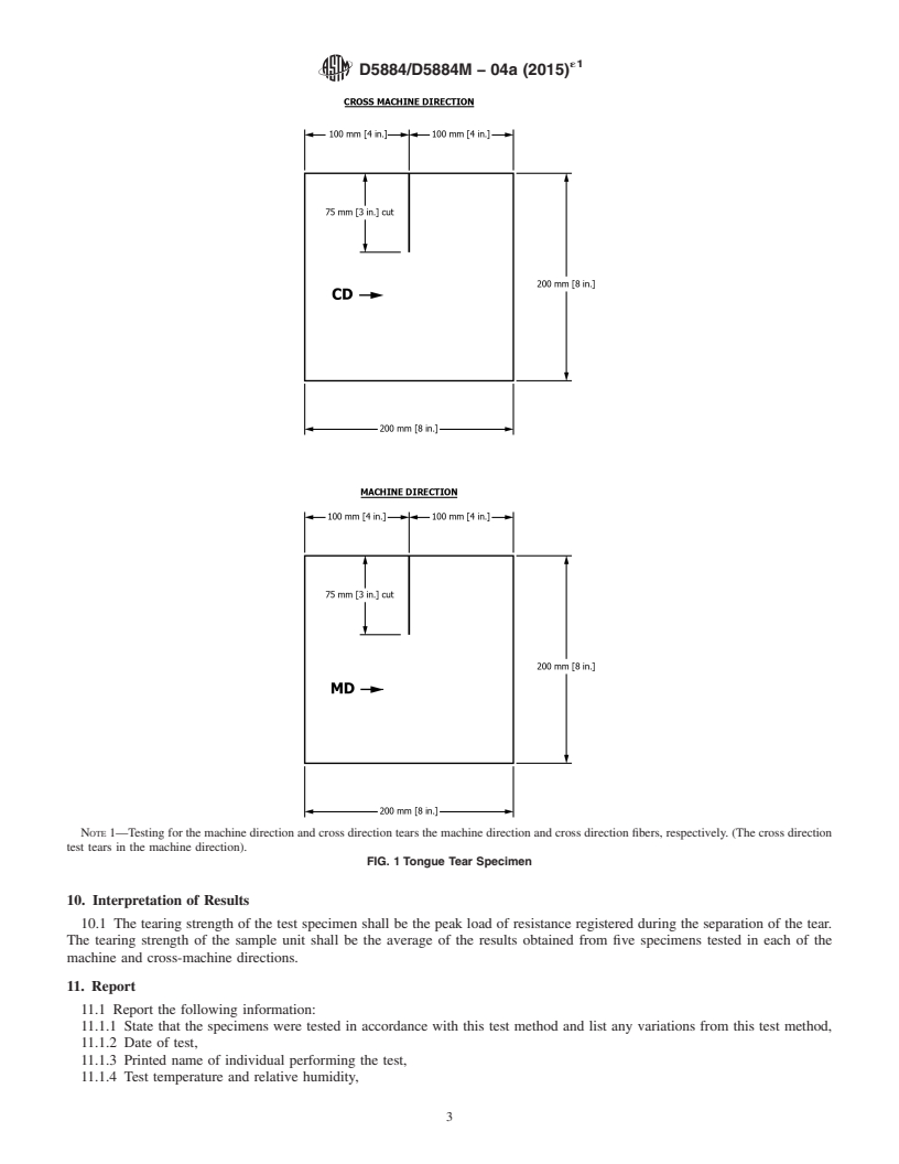 REDLINE ASTM D5884/D5884M-04A(2015)e1 - Standard Test Method for Determining Tearing Strength of Internally Reinforced Geomembranes