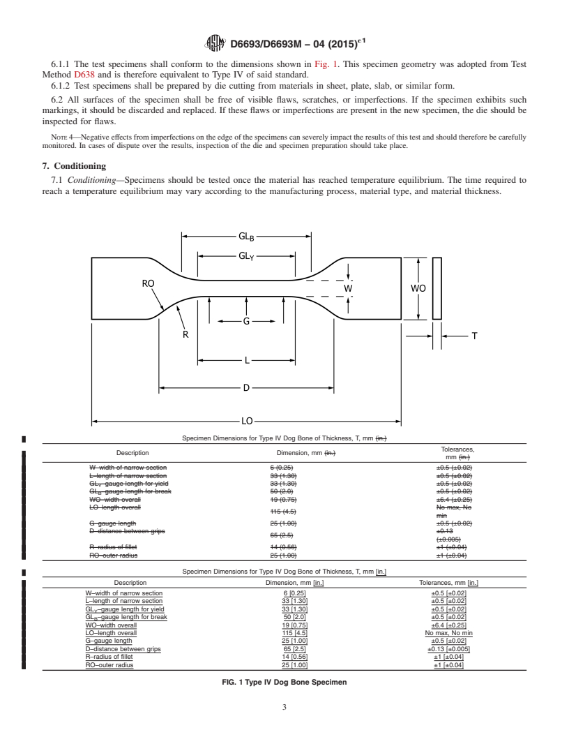 REDLINE ASTM D6693/D6693M-04(2015)e1 - Standard Test Method for Determining Tensile Properties of Nonreinforced Polyethylene  and Nonreinforced Flexible Polypropylene Geomembranes