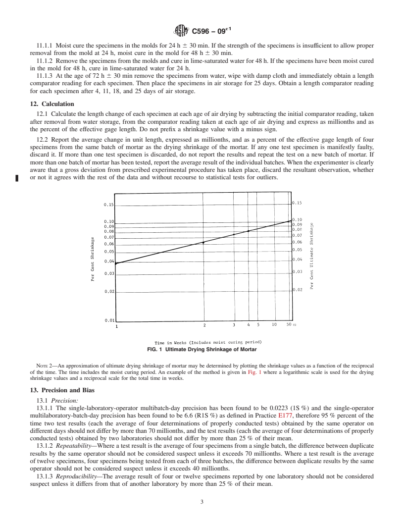 REDLINE ASTM C596-09e1 - Standard Test Method for  Drying Shrinkage of Mortar Containing Hydraulic Cement