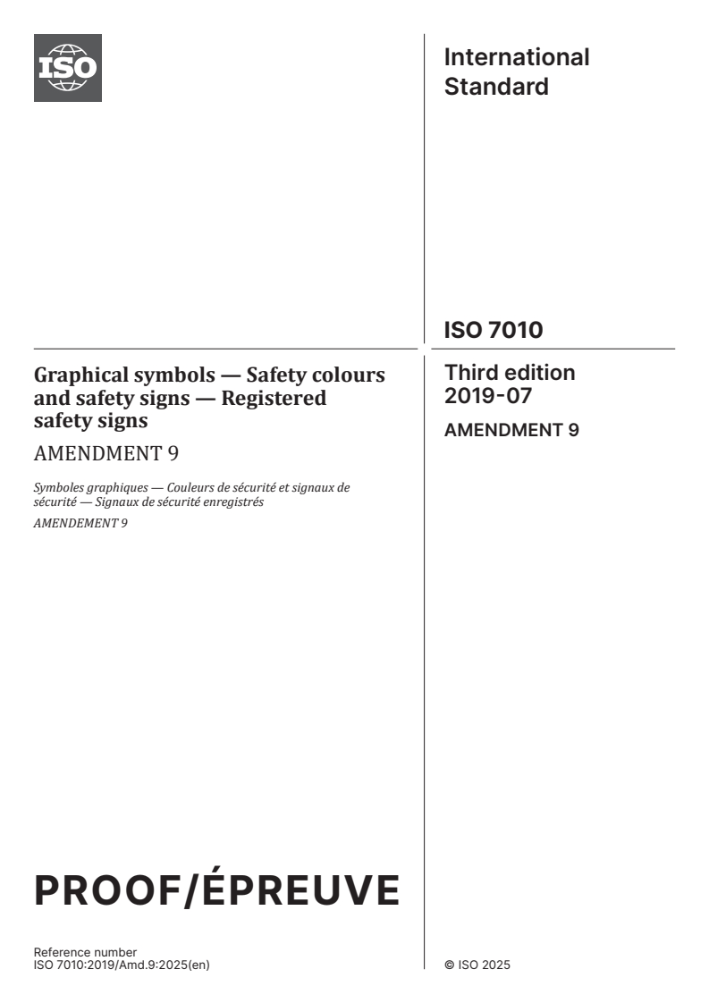 ISO 7010:2019/PRF Amd 9 - Graphical symbols — Safety colours and safety signs — Registered safety signs — Amendment 9
Released:17. 02. 2025